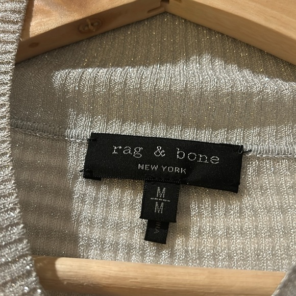 RAG & BONE Raina Mock Neck Turtleneck Silver Metallic Sweater size M - Picture 6 of 10